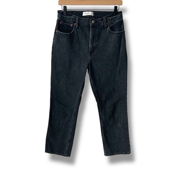 ABERCROMBIE & FITCH Jeans Ankle Straight Ultra High Rise Faded Black Size 27S - Picture 4 of 12